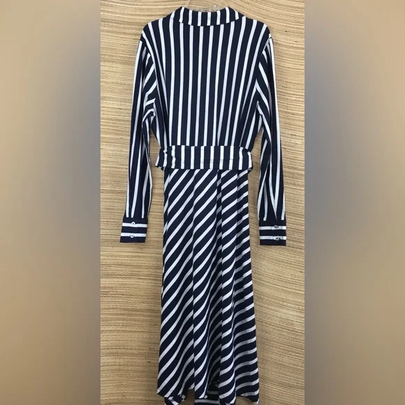 BODEN Marcia Stripe Jersey Shirt Dress, Navy /Ivory Size 10P - Picture 7 of 15